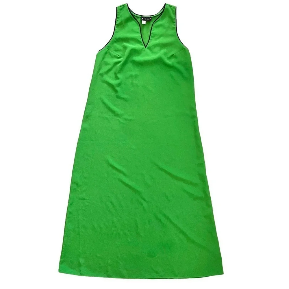 Natori Black Label Vintage Green Sleeveless V-Neck Racerback Kaftan Maxi Dress
